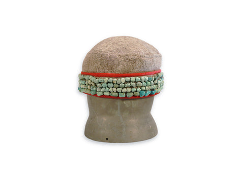Tibetan Wool Hat with Turquoise, Mid-20th century