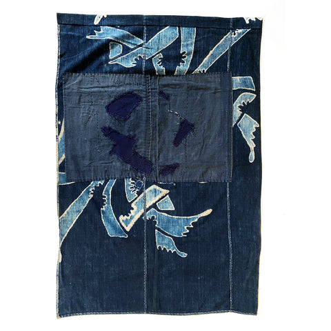 Futon cover, Indigo dyed Cotton, Tsutsugaki "Noshi" pattern