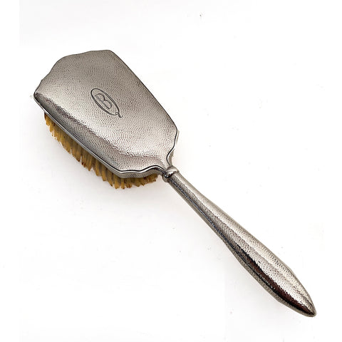 Hammered Sterling Silver Brush ,part of vanity set Marked Asahi 938, Japanese
