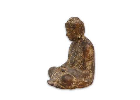 Sitting Amida Buddha Sculpture, Metal, Japanese, Mid-century