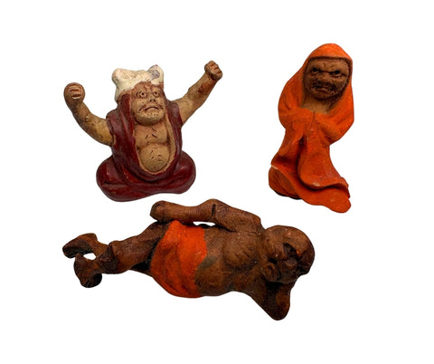 Daruma, Set of 3, Clay, Japanese