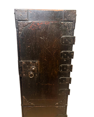 Antique Double Doors Ten(10) Drawers Japanese Peddler's Tansu, Edo Period