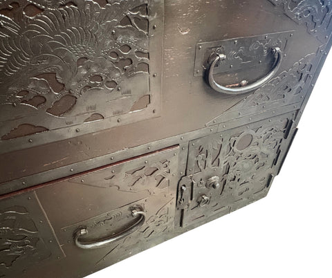 Japanese Antique Two Piece Kasane Tansu , Sado Island, Meiji period