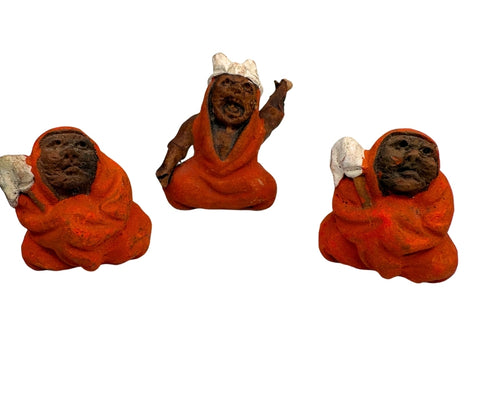 Daruma, Painted Clay, Japanese, Set of 3