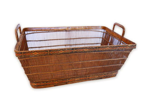 Rectangle Shaped Bamboo Vegetable Basket, Southern Thailand, Early 20th century