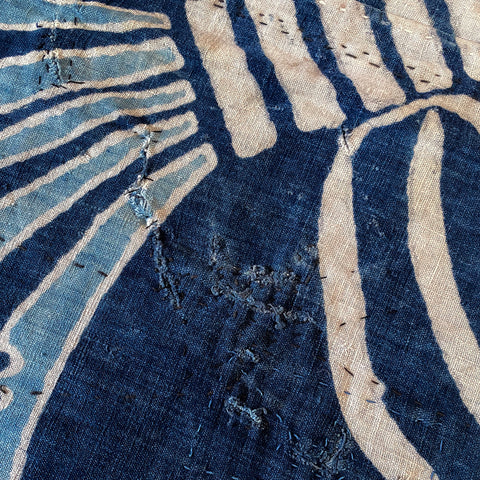 Futon cover, Indigo dyed Cotton, Tsutsugaki "Noshi" pattern
