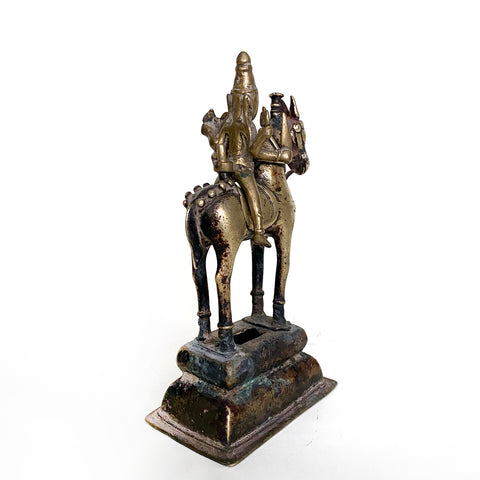 Four Armed Shiva on Horse Holding Uma, Brass bronze, India, 19th century