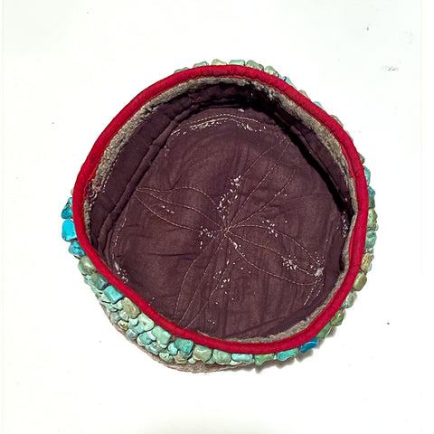 Tibetan Wool Hat with Turquoise, Mid-20th century