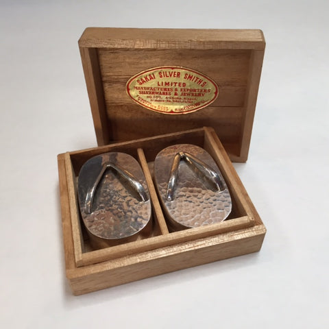 Sterling Silver Salt & Pepper Shakers in the Shape of Sandals, Circa 1960