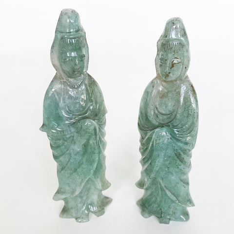 Pair of Jade image of the Goddess Quanyin, Chinese, 20th century