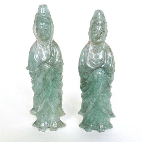 Pair of Jade image of the Goddess Quanyin, Chinese, 20th century