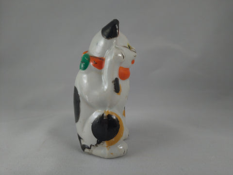 Maneki-Neko, Japanese Good Fortune Cat, Ceramic, Meiji