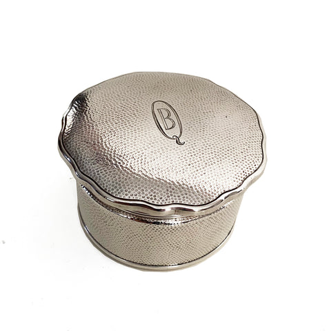 Hammered Sterling Silver Powder Box ,part of vanity set, Marked Asahi 938,Japanese