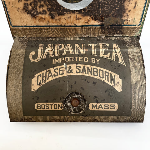 Tin tea box from Japan with Chase & Sanborn label, Taisho
