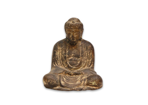 Sitting Amida Buddha Sculpture, Metal, Japanese, Mid-century